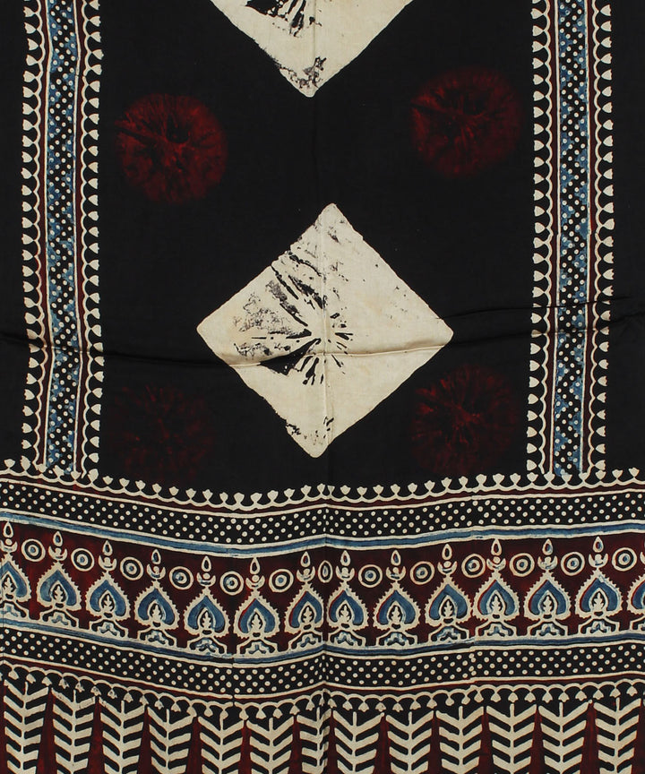 Black offwhite handloom modal ajrakh stole