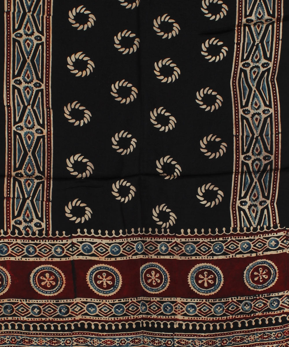 Black red modal handloom ajrakh stole