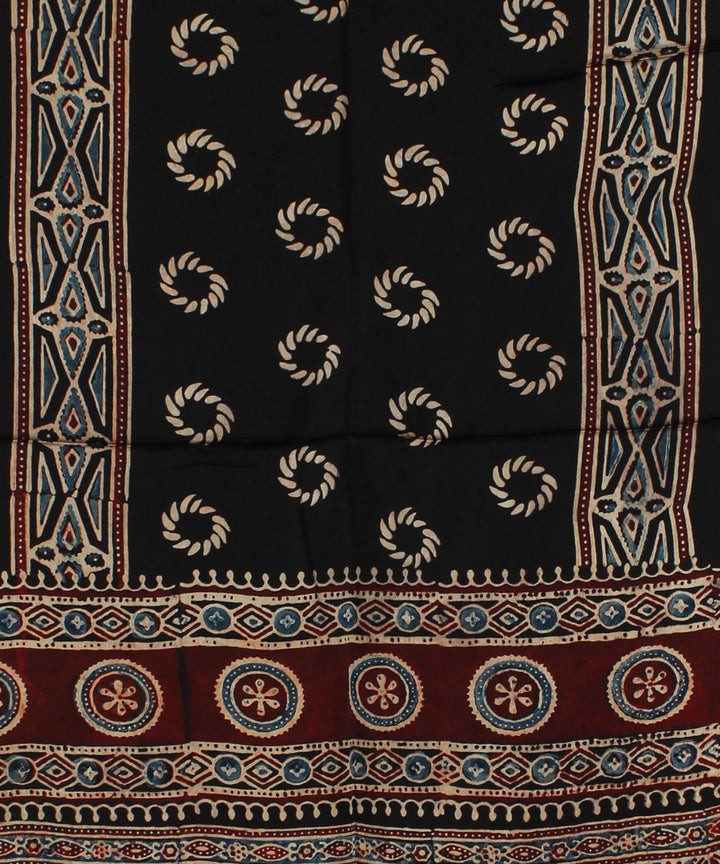 Black red modal handloom ajrakh stole