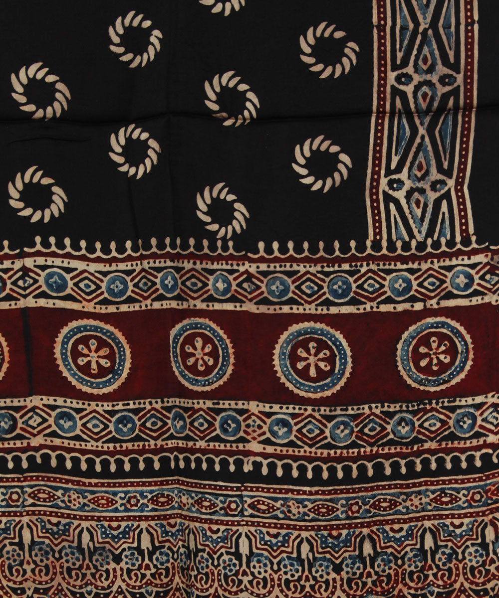 Black red modal handloom ajrakh stole