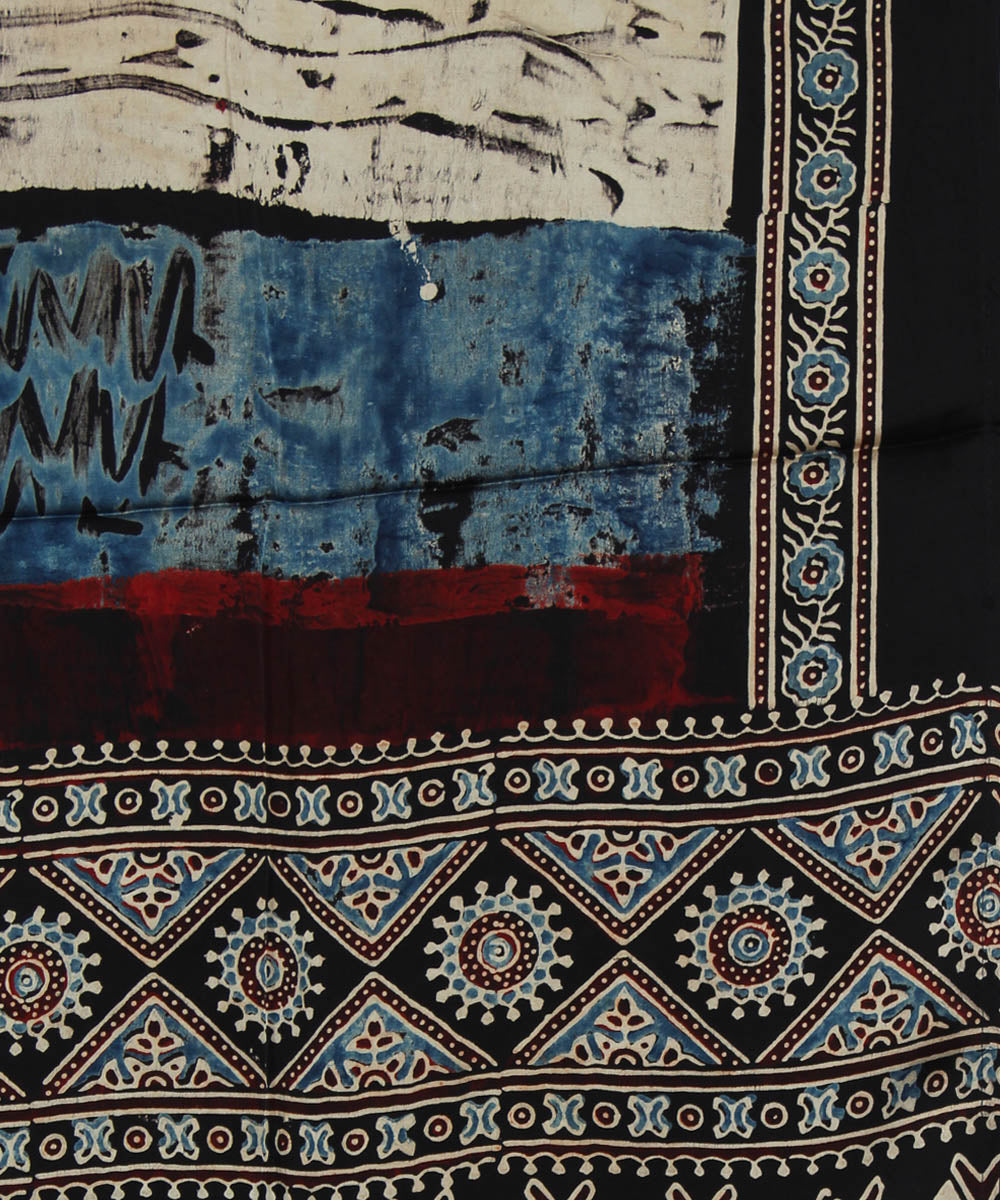 Black ajrakh handloom modal stole