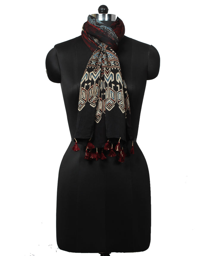 Black ajrakh modal handloom stole