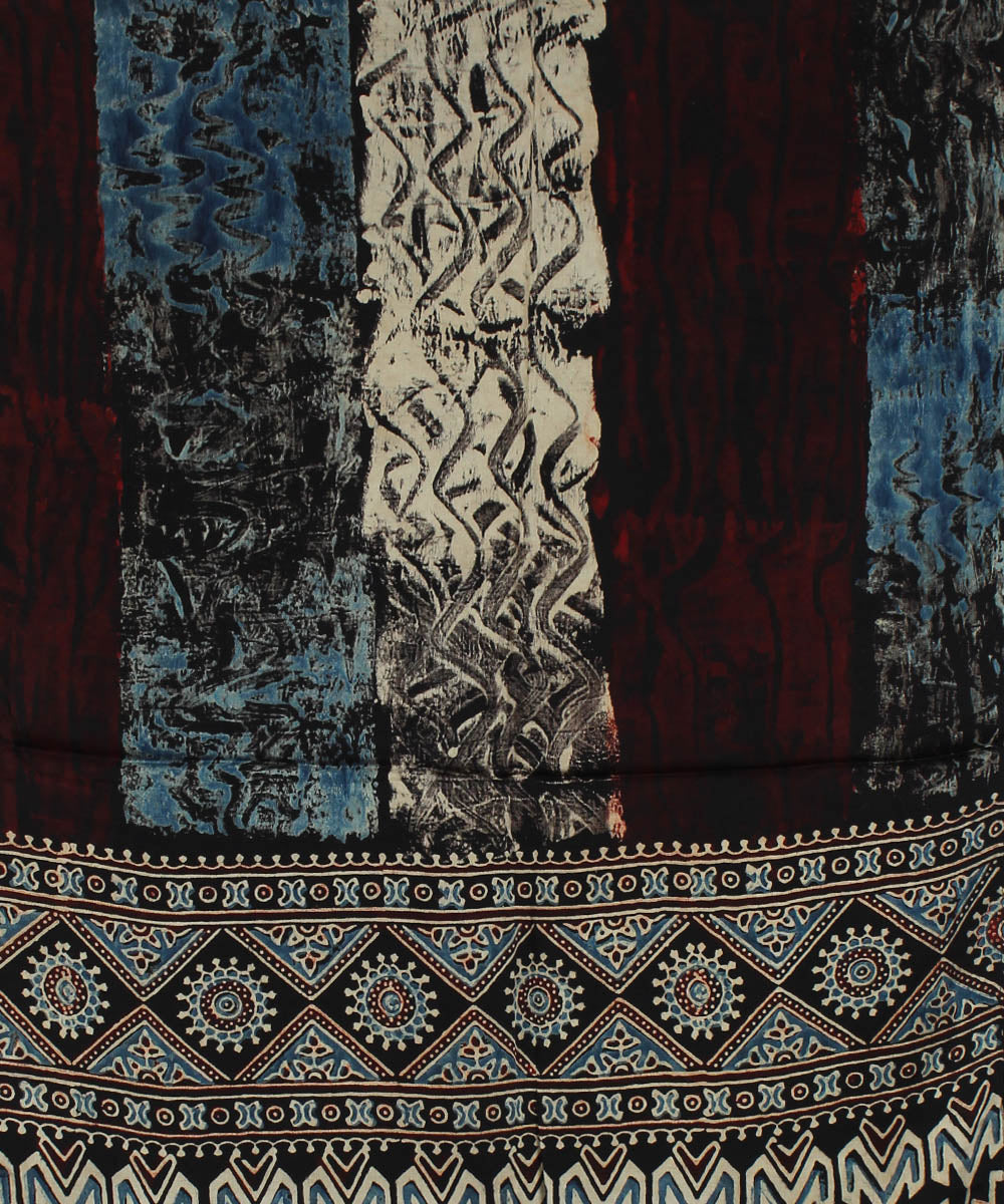 Black ajrakh modal handloom stole