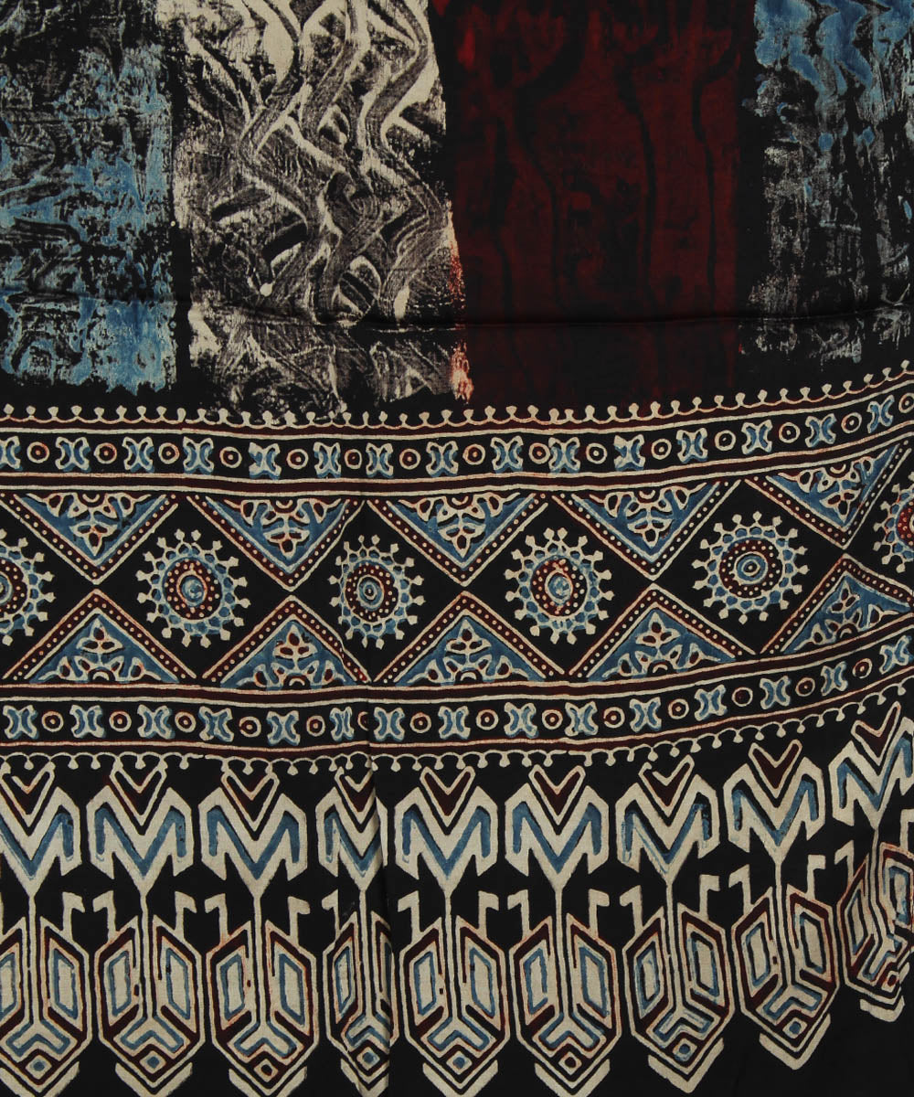 Black ajrakh modal handloom stole