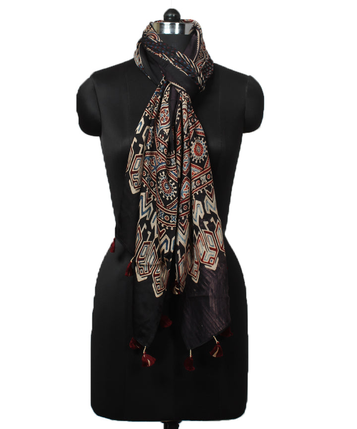 Black modal ajrakh handloom stole