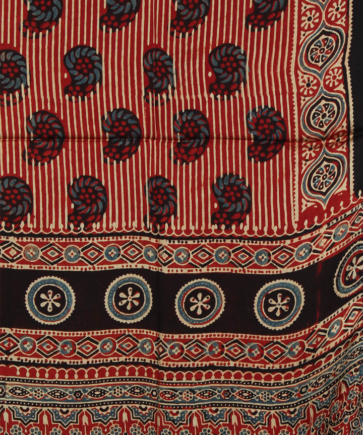 Red modal handloom ajrakh stole