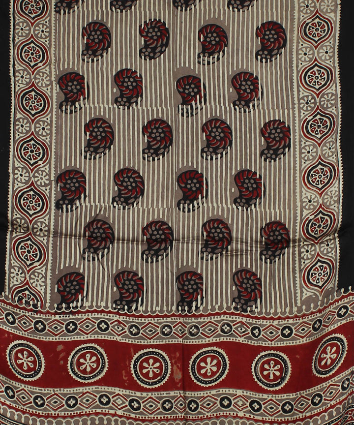 Black handprinted ajrakh modal stole
