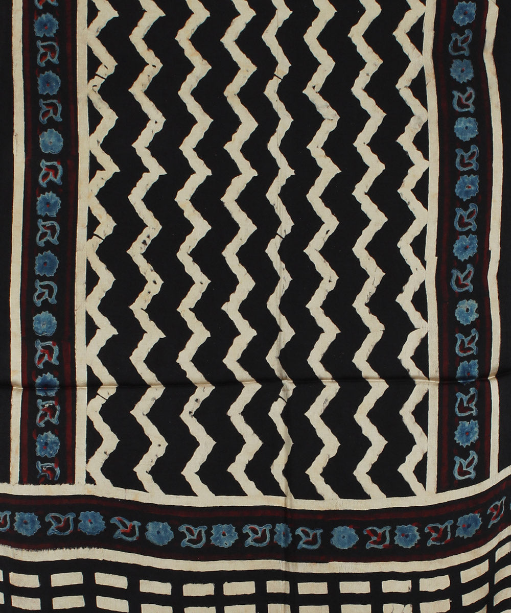 Black ajrakh handprinted modal stole