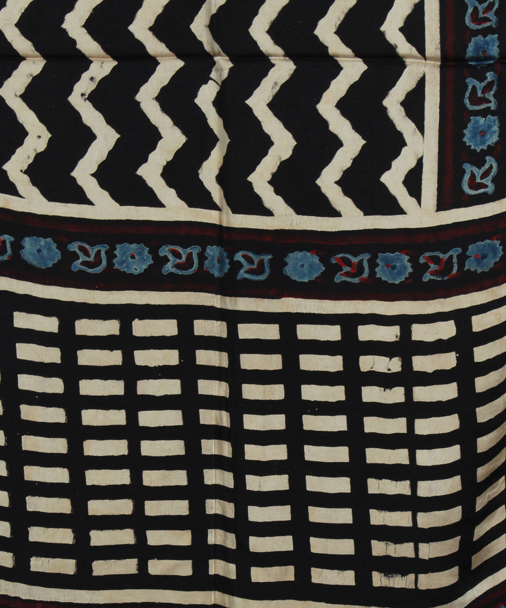 Black ajrakh handprinted modal stole
