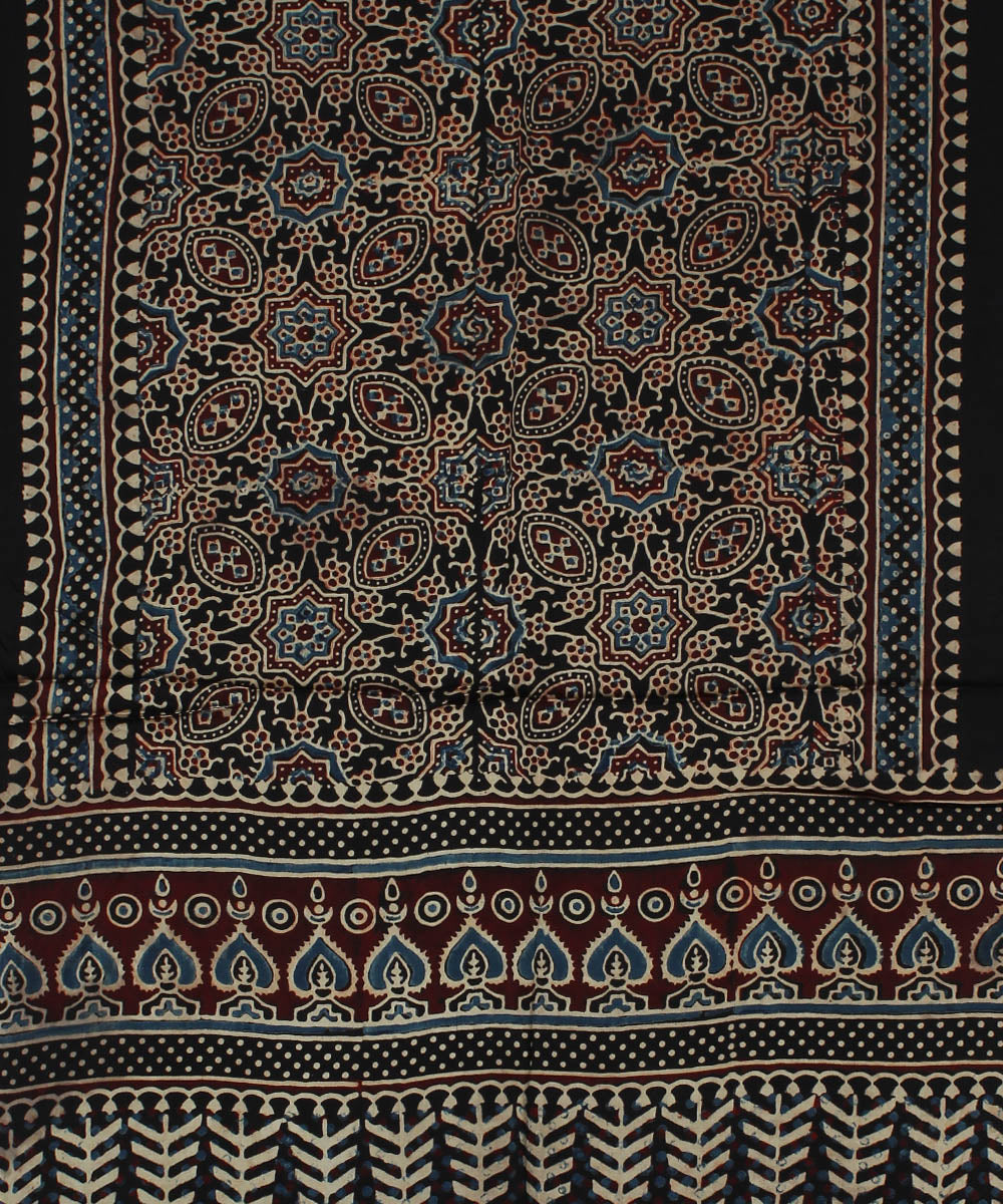 Black handprinted modal ajrakh stole