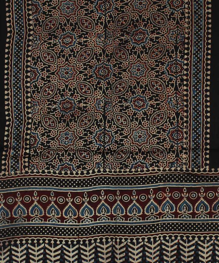 Black handprinted modal ajrakh stole