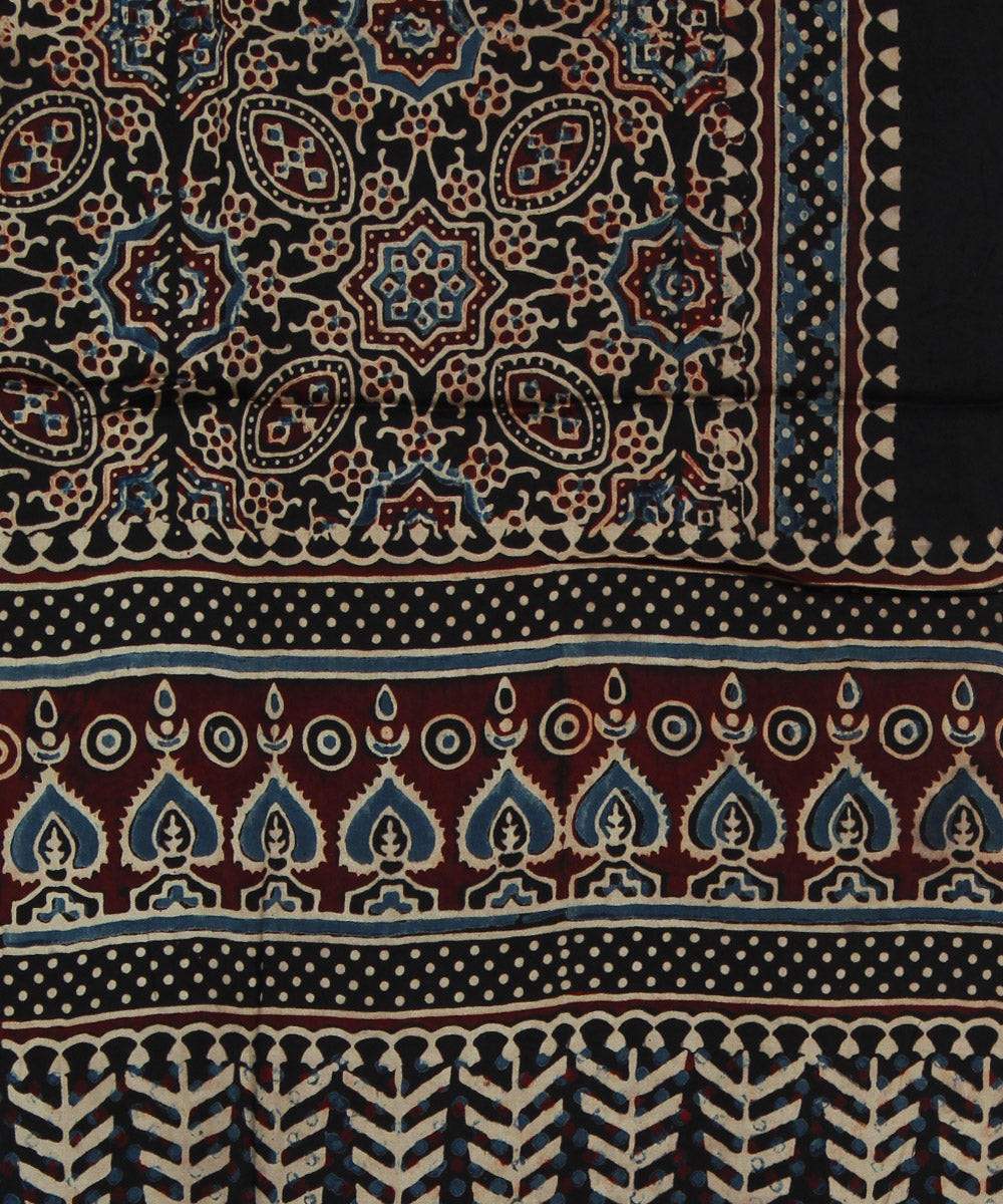 Black handprinted modal ajrakh stole