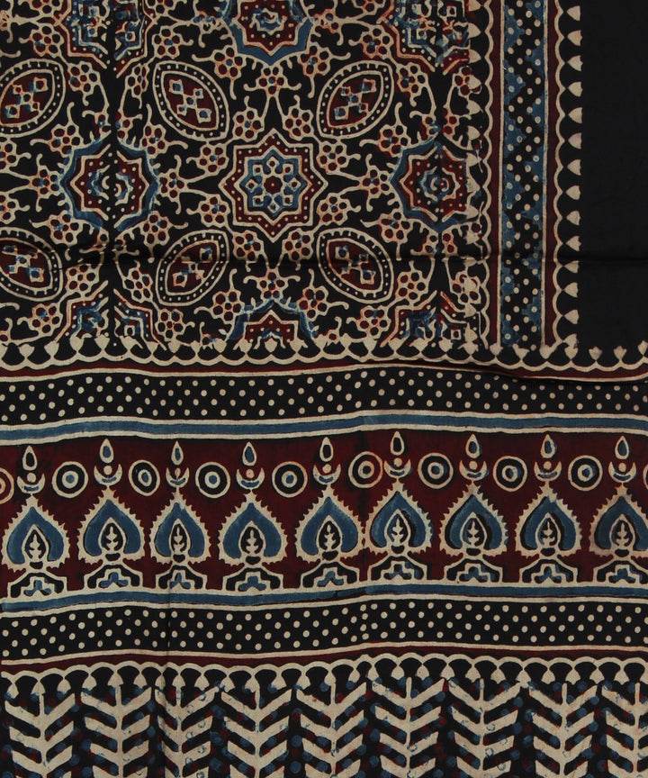 Black handprinted modal ajrakh stole