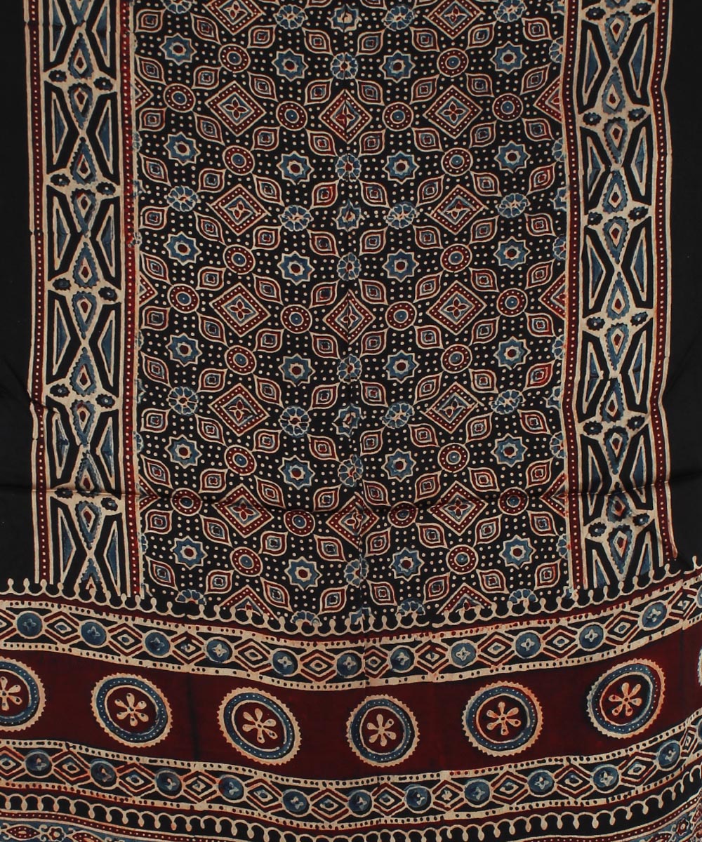 Black modal handloom ajrakh stole
