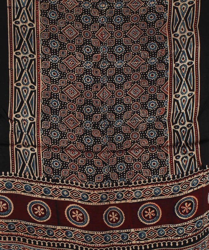 Black modal handloom ajrakh stole