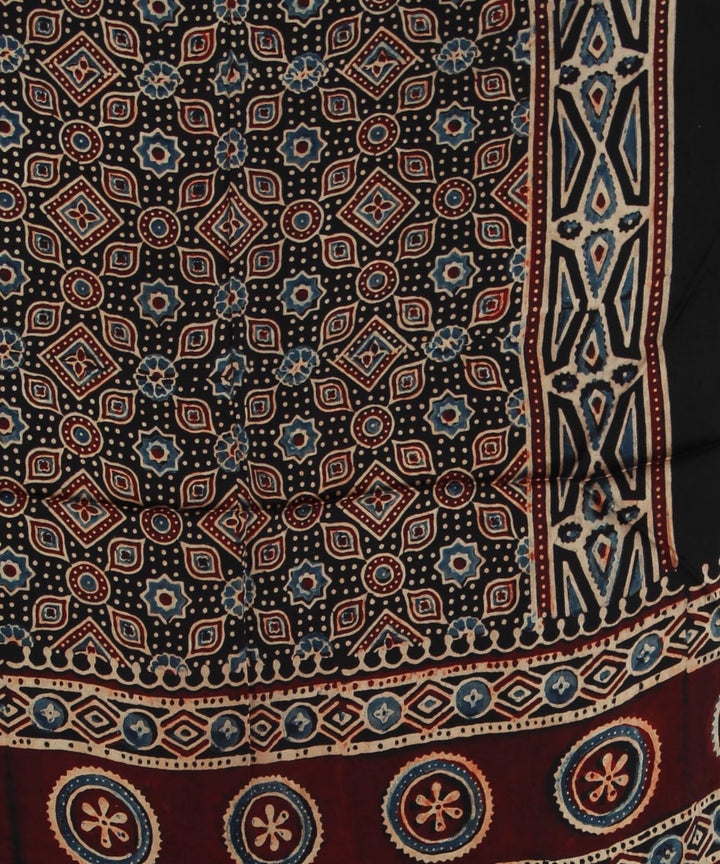 Black modal handloom ajrakh stole