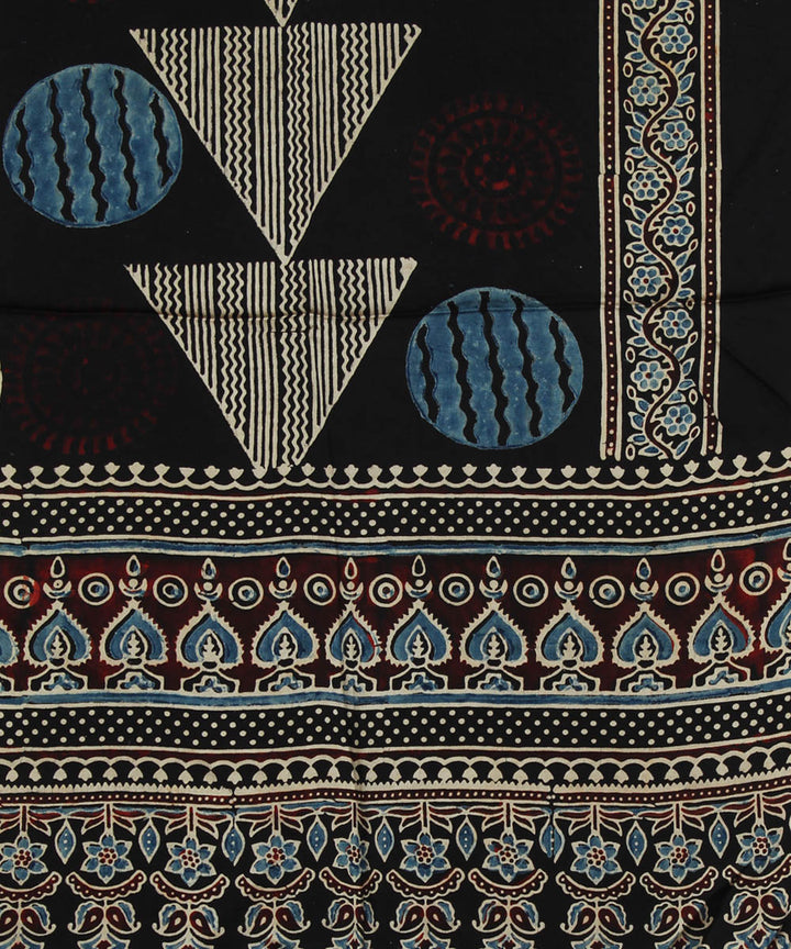 Black modal handloom ajrakh printed stole