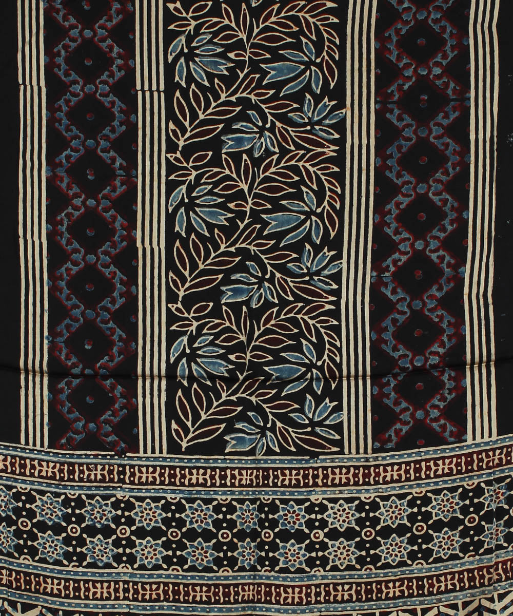 Black modal handprinted ajrakh stole