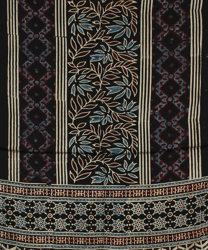 Black modal handprinted ajrakh stole