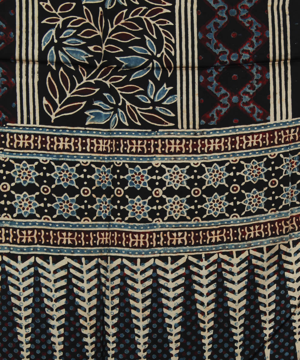 Black modal handprinted ajrakh stole
