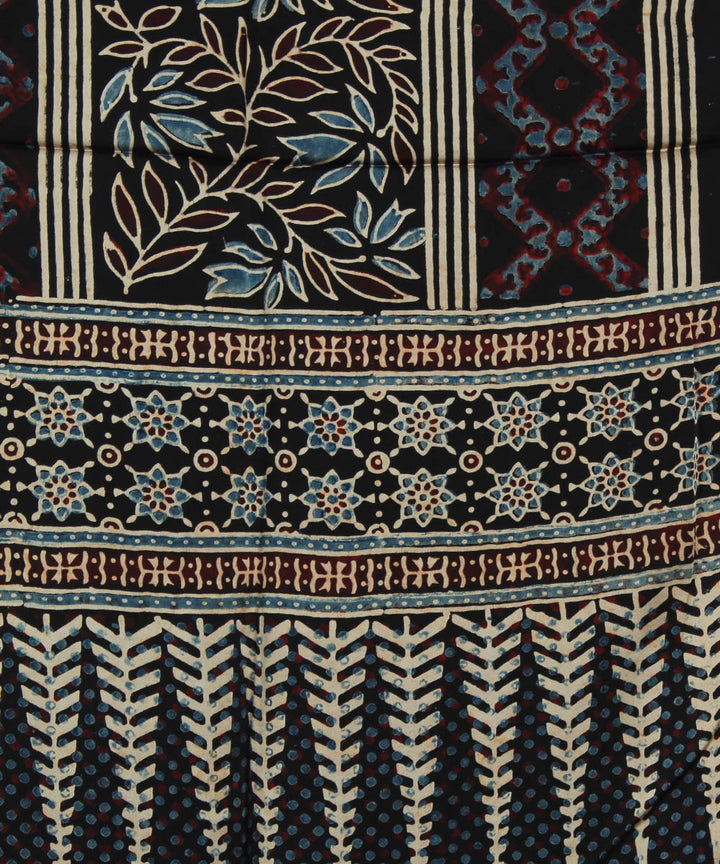 Black modal handprinted ajrakh stole