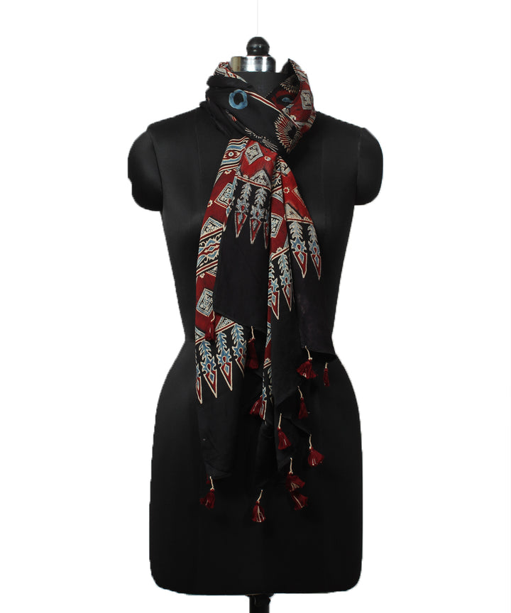 Black modal handloom ajrakh stole