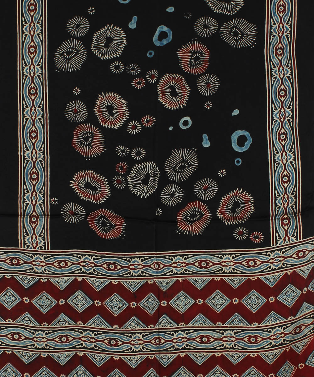 Black modal handloom ajrakh stole