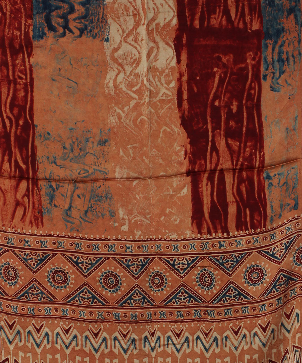 Brown modal handloom ajrakh stole