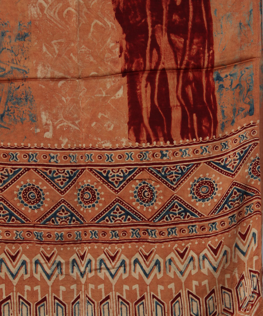 Brown modal handloom ajrakh stole