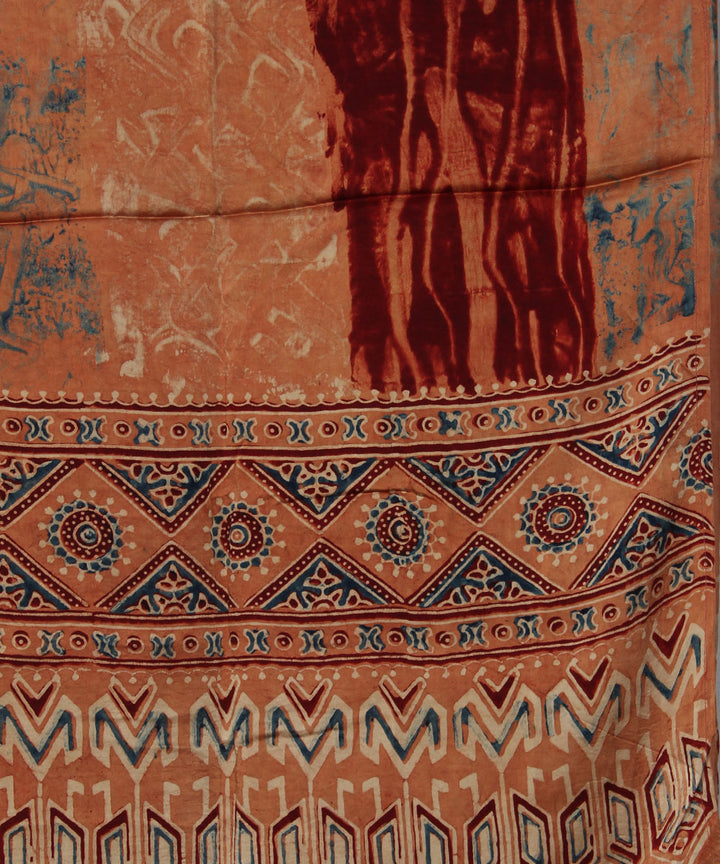 Brown modal handloom ajrakh stole