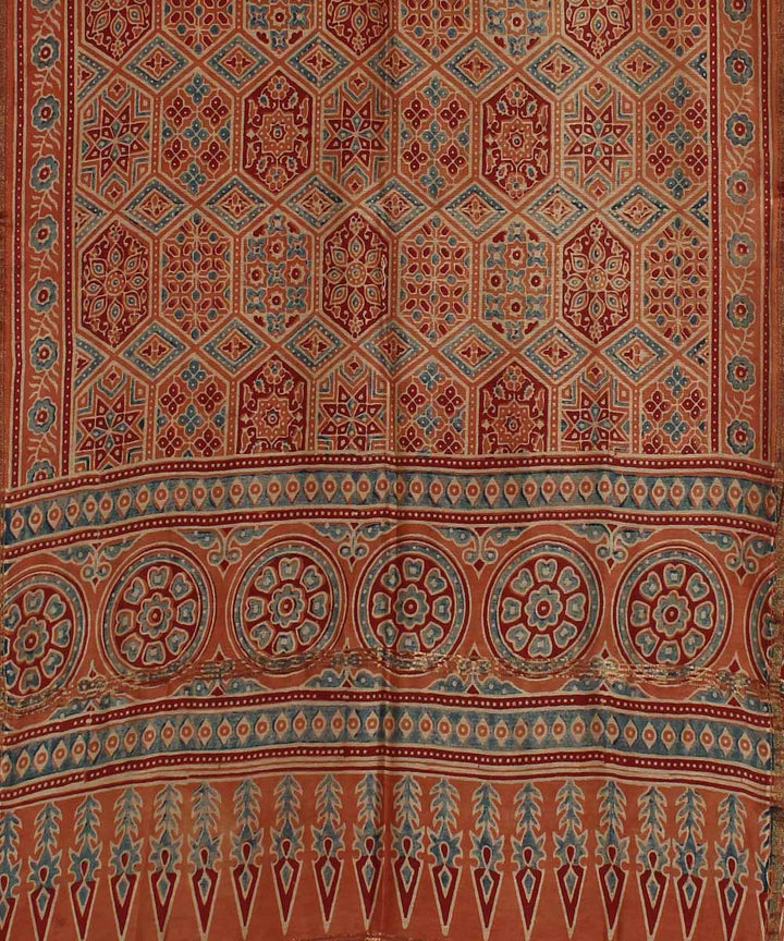 Red maroon handloom cotton ajrakh stole