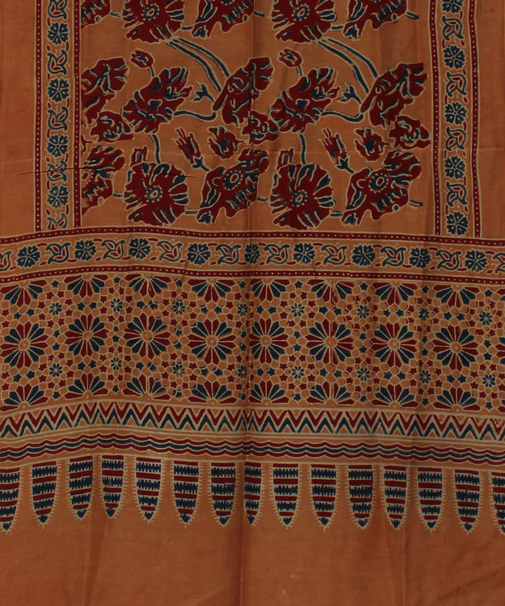 Orange maroon handloom cotton ajrakh stole