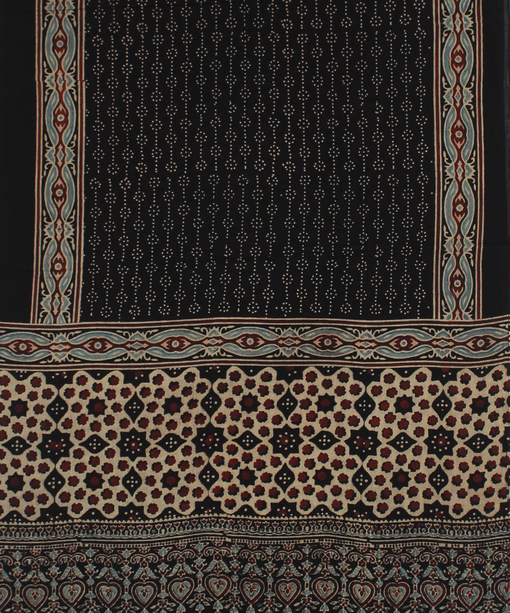 Black maroon handloom cotton ajrakh stole