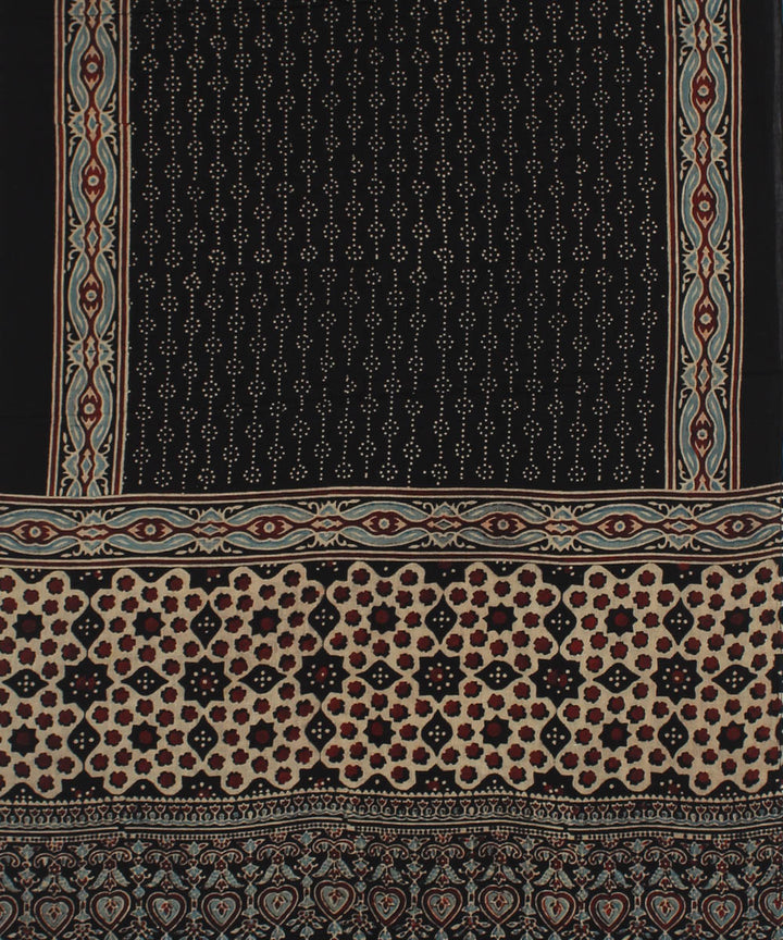 Black maroon handloom cotton ajrakh stole
