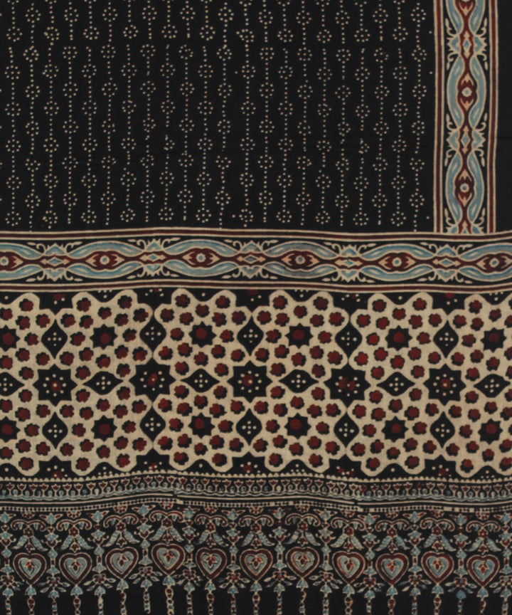 Black maroon handloom cotton ajrakh stole