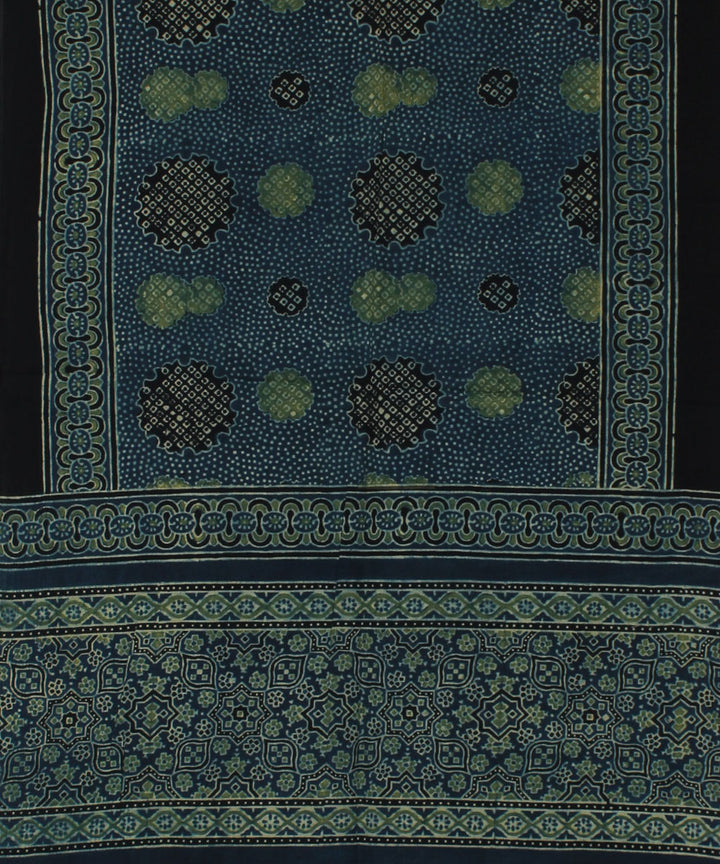 Navy blue black handloom cotton ajrakh stole