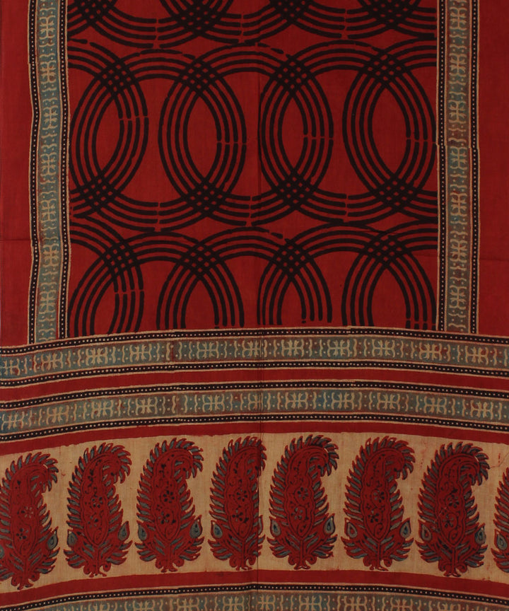 Red black handloom cotton ajrakh stole