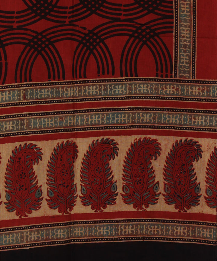 Red black handloom cotton ajrakh stole