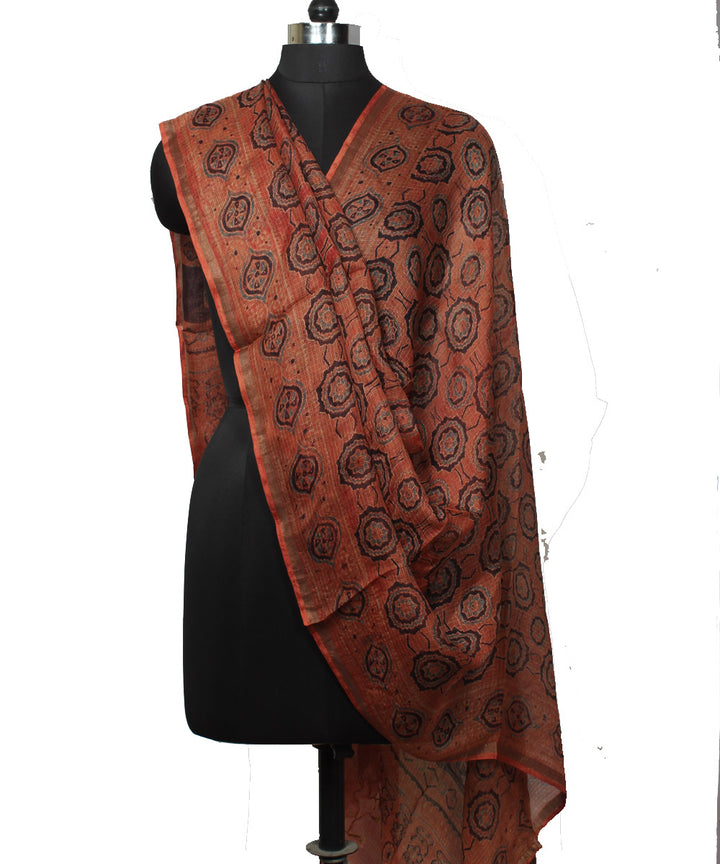 Red black handloom kota ajrakh dupatta