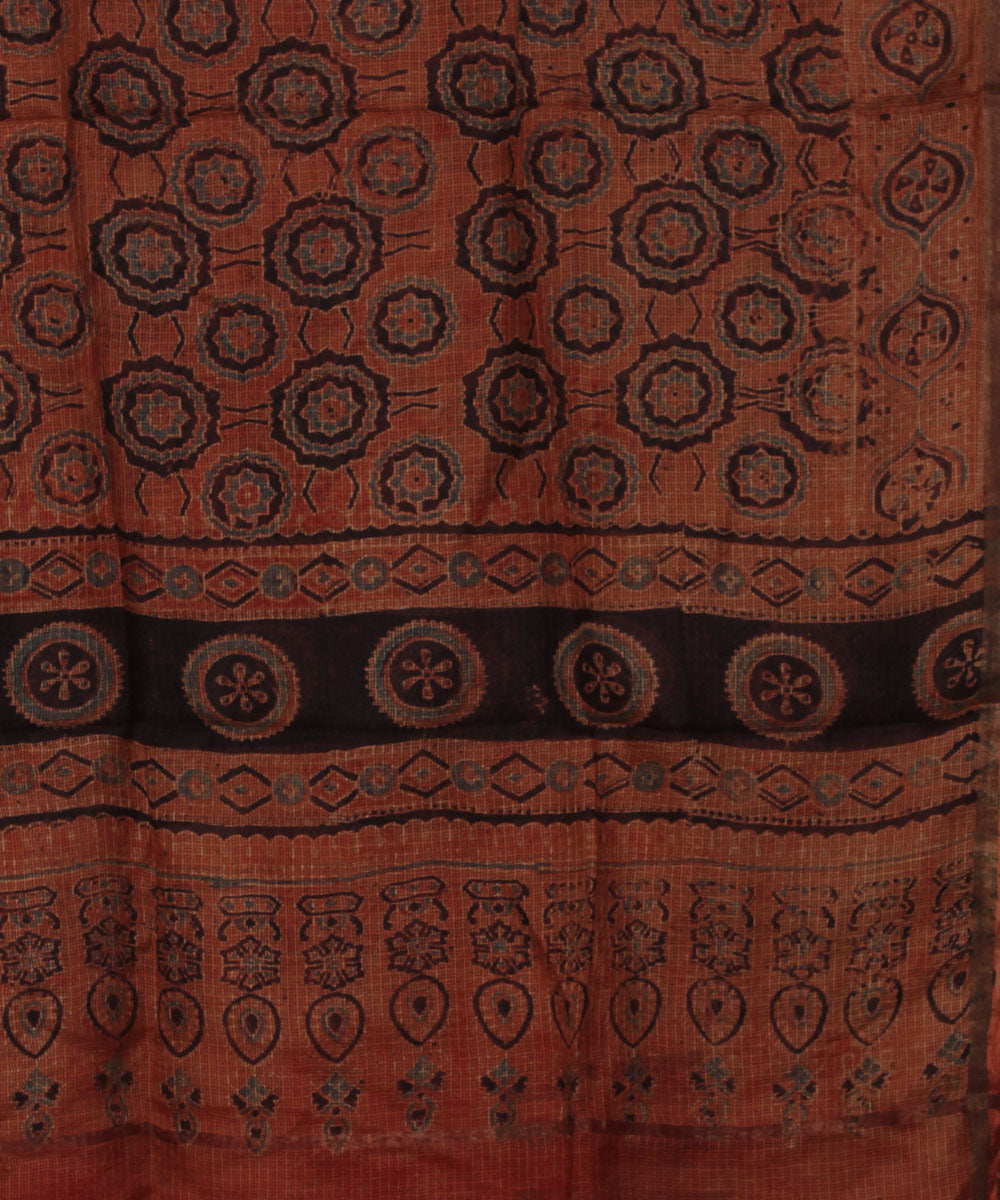 Red black handloom kota ajrakh dupatta