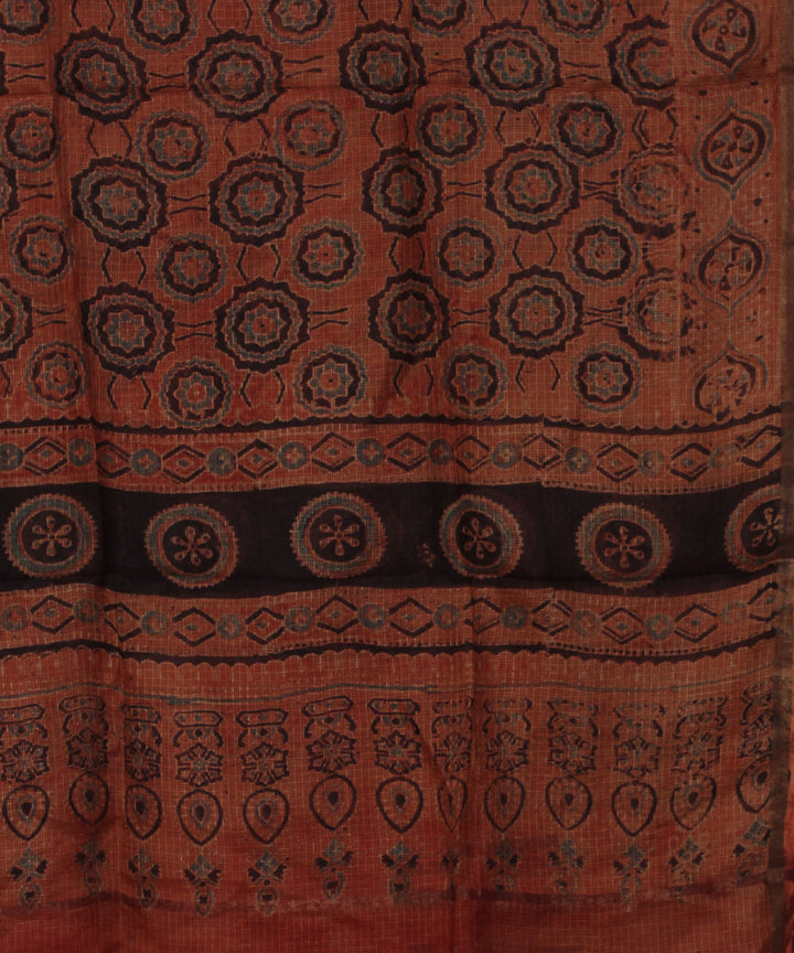 Red black handloom kota ajrakh dupatta