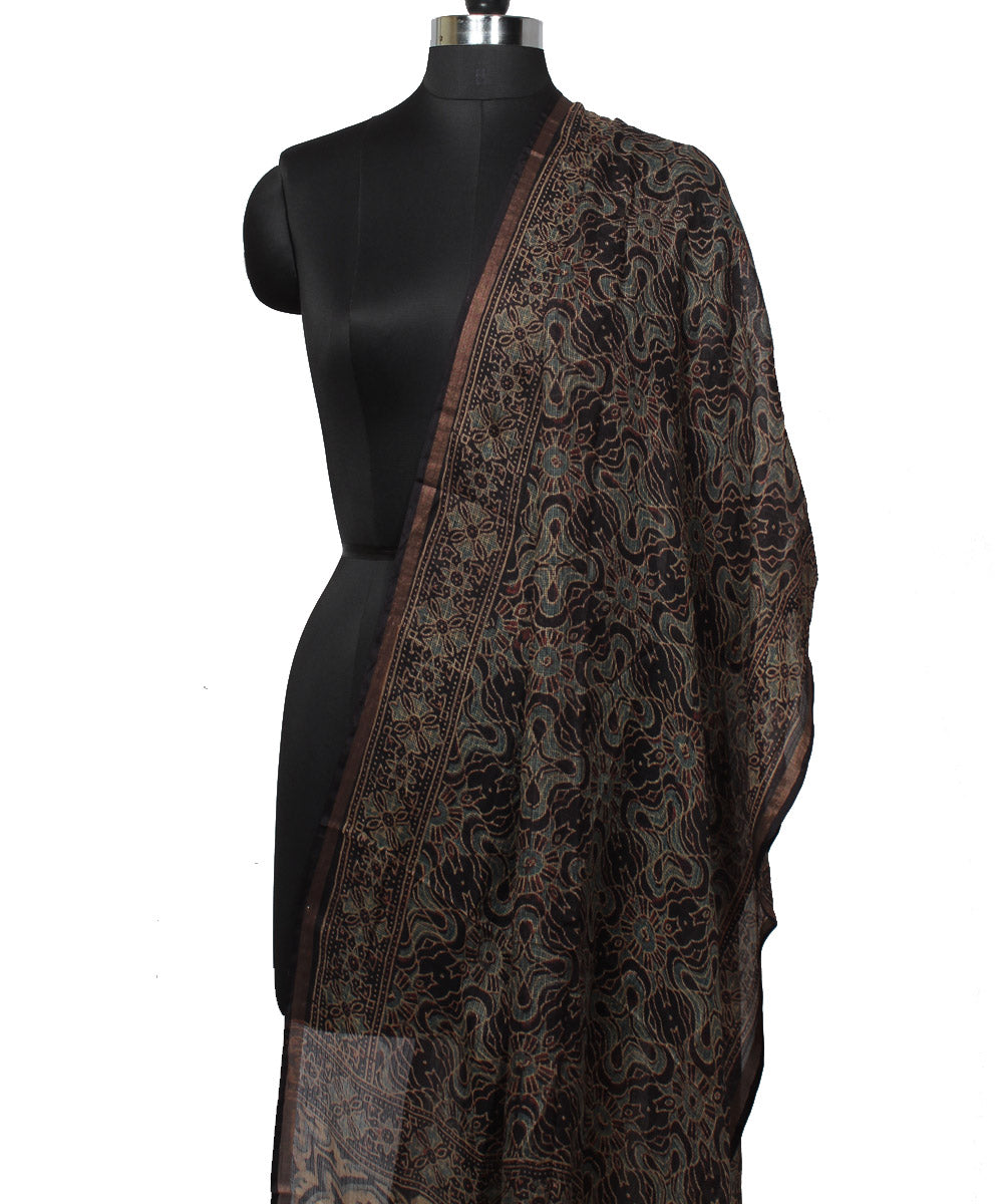 Black brown handloom kota ajrakh dupatta