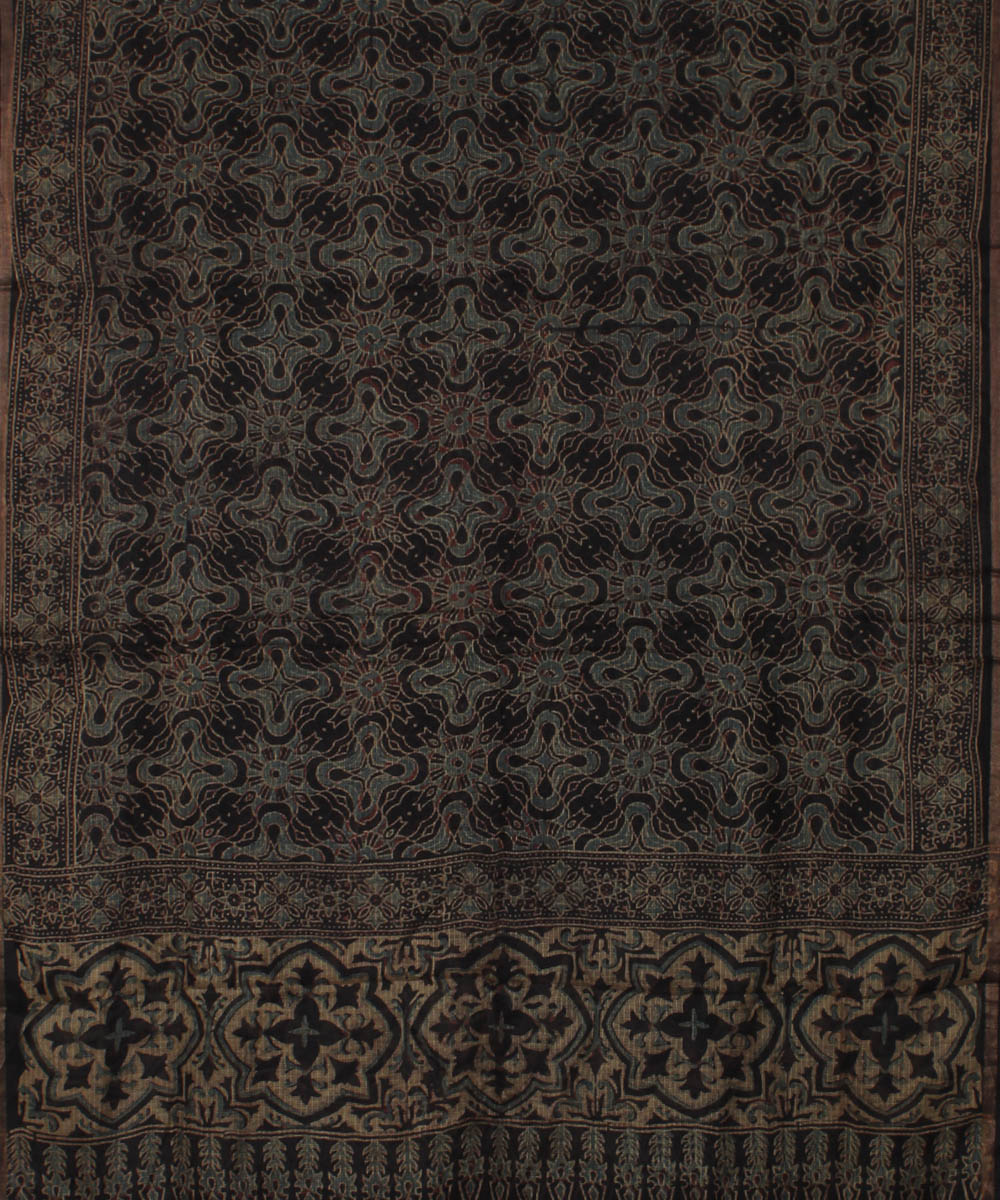 Black brown handloom kota ajrakh dupatta