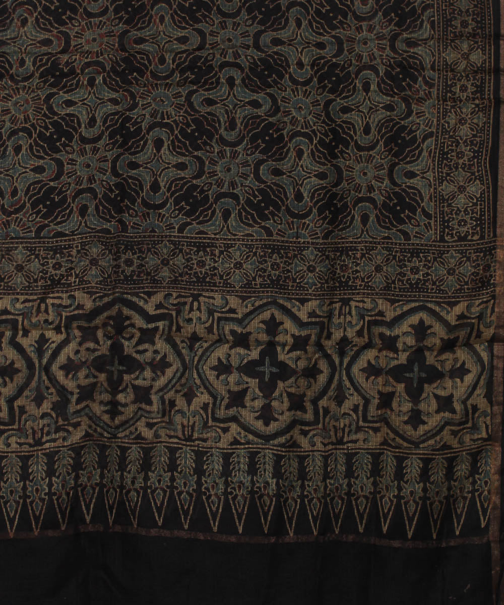 Black brown handloom kota ajrakh dupatta