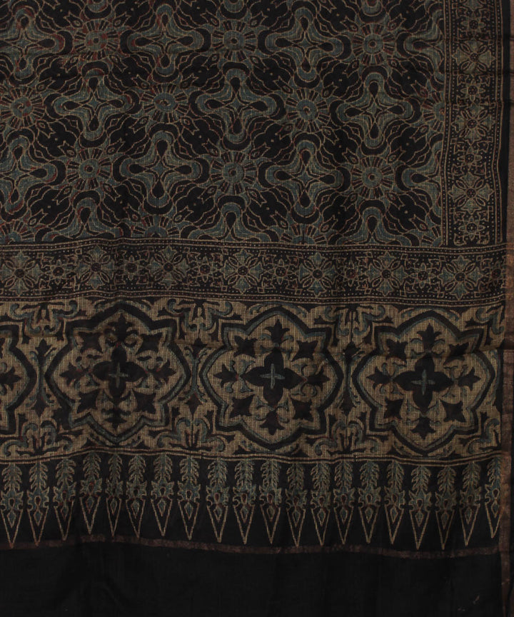 Black brown handloom kota ajrakh dupatta