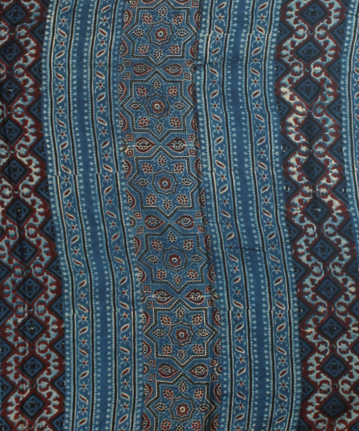 Indigo modal silk hand printed ajrakh saree