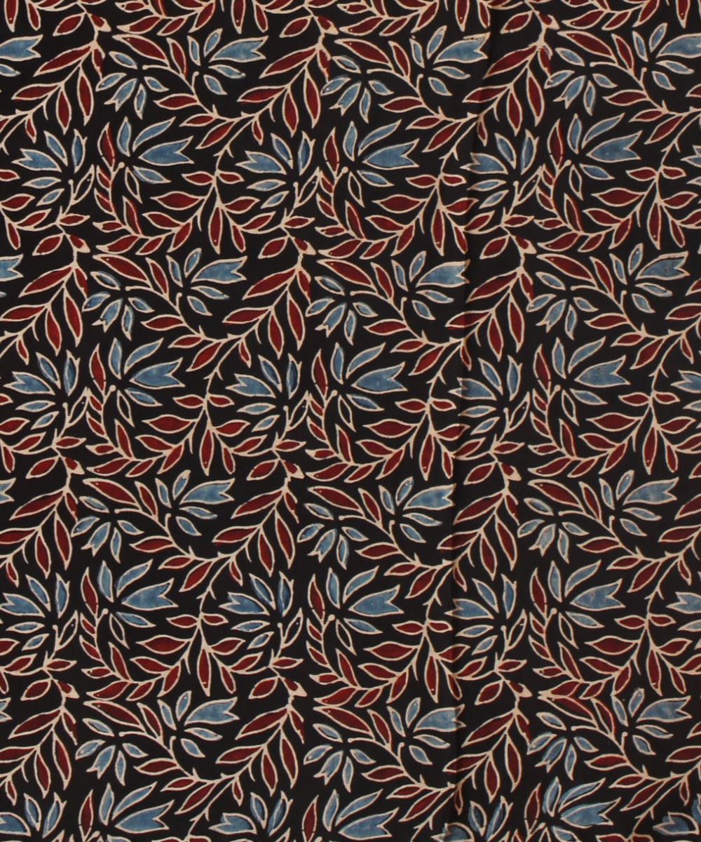 Black modal silk hand block print ajrakh saree