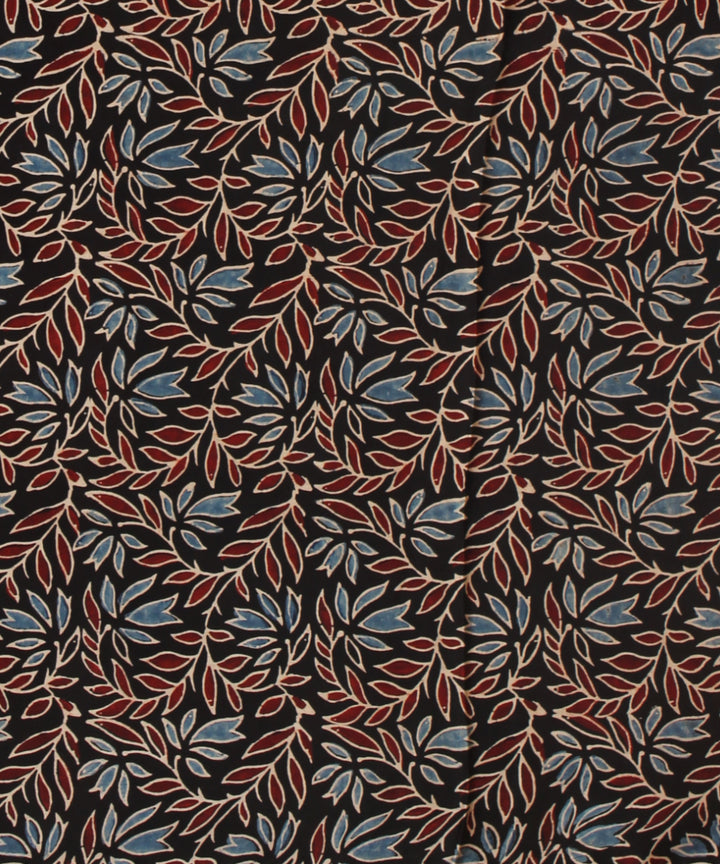 Black modal silk hand block print ajrakh saree