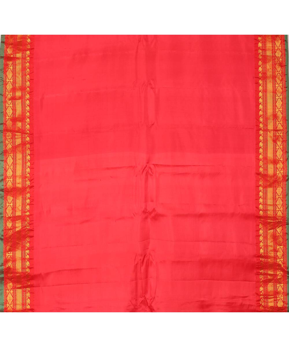 Blue red handwoven silk gadwal saree