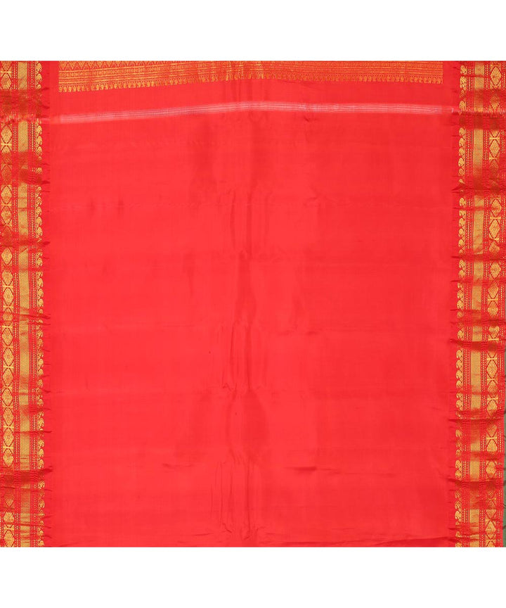 Sky blue red handwoven gadwal silk saree